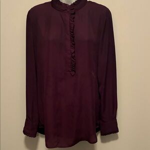 Elegant Burgundy Ruffle Women's Blouse